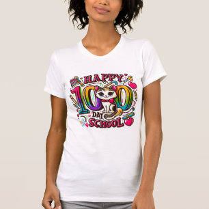 Camiseta Un gato adorable celebra el centésimo día de clase