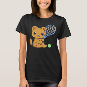 Camiseta Un Gato Agradable Con Raqueta De Tenis Y Gato De P