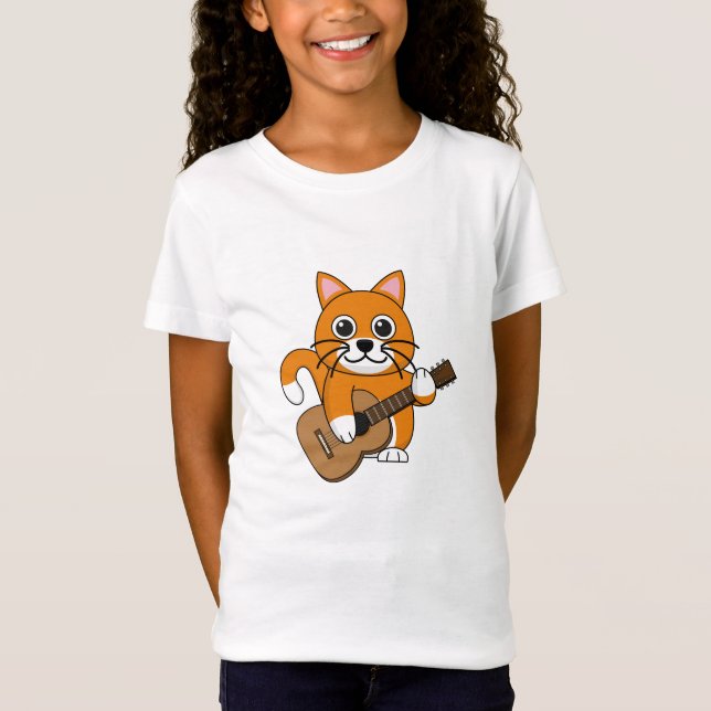 Camiseta Un gato blanco Naranja lindo tocando Personalizado (Anverso)