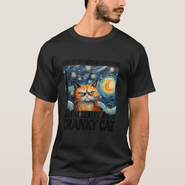 Camiseta Un gato canalla en un disfraz humano Funny Van Gog (Anverso)