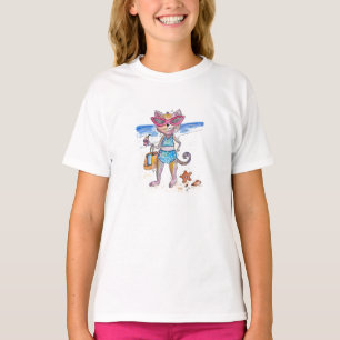 Camiseta Un gato caprichoso en la playa