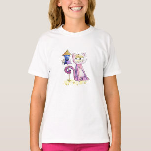 Camiseta Un gato chiflado y delicioso con un hogar de aves