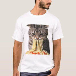 Camiseta Un gato comiendo espagueti, mi gato comiendo espag