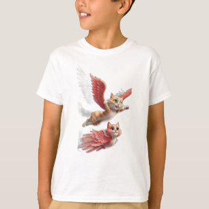 Camiseta Un gato con alas volando como un pájaro.