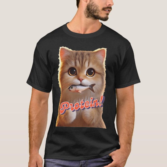 Camiseta Un gato con su comida (Anverso)