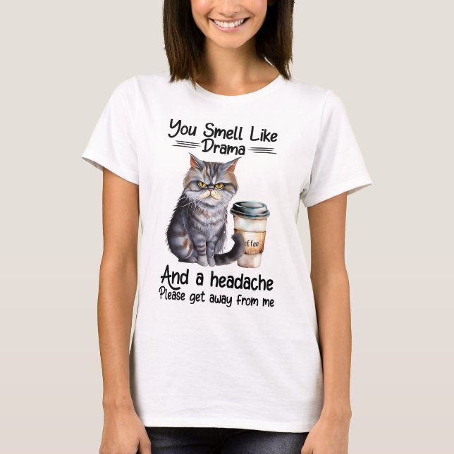 Camiseta Un gato curioso y gruñón dice (Anverso)