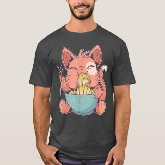Camiseta Un gato de anime lindo alimenta pasta en la sopa d