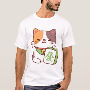 Camiseta Un Gato De Calico Afortunado Con Mahjong Tile Dive