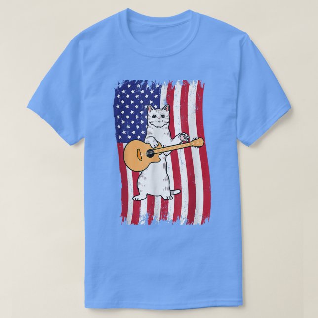 Camiseta Un gato de la Bandera Estadounidense divertido toc (Diseño del anverso)