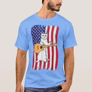 Camiseta Un gato de la Bandera Estadounidense divertido toc