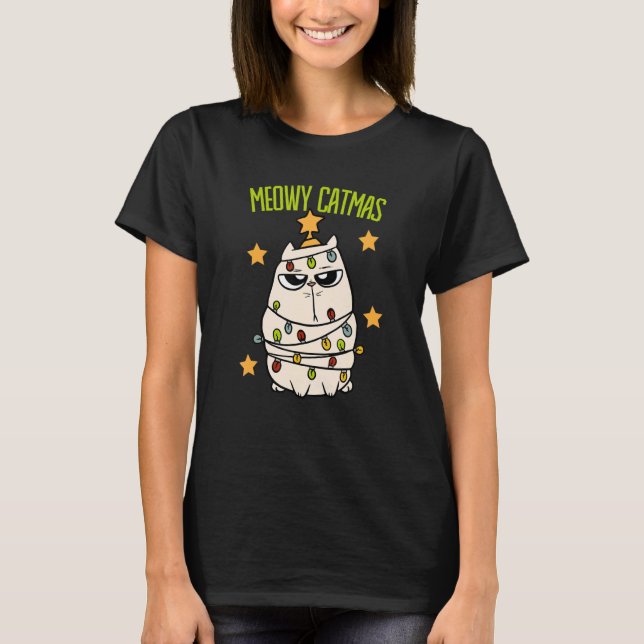 Camiseta Un Gato De Navidades De Catmas De Meowy Se Encoge  (Anverso)