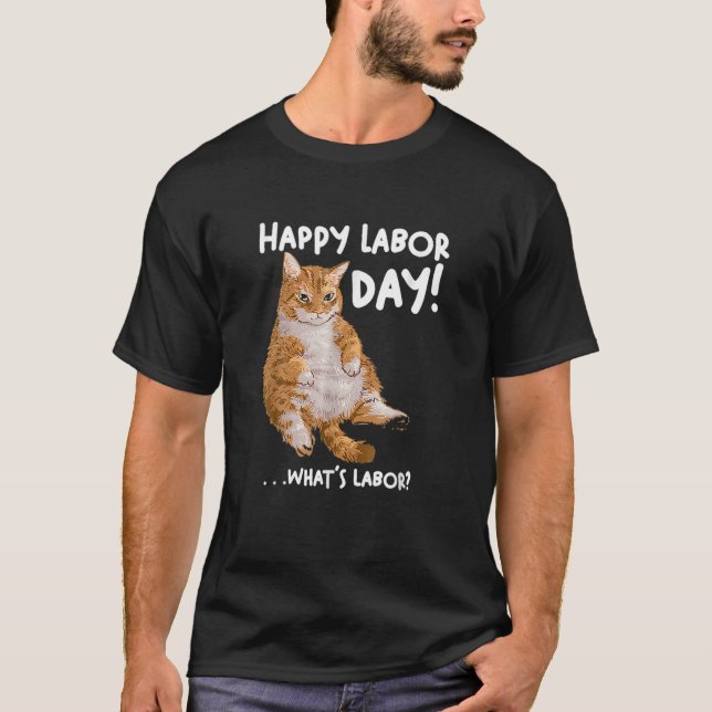 Camiseta Un Gato Del Día Del Trabajo Para Mujeres Hombres Q (Anverso)
