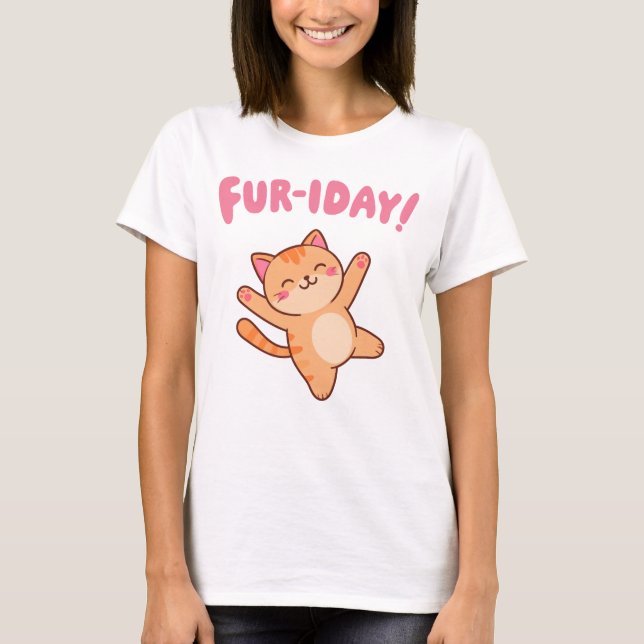 Camiseta Un gato divertido para las mujeres de los cuatro d (Anverso)