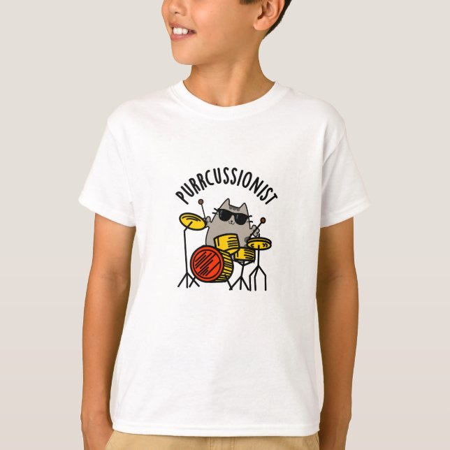 Camiseta Un gato divertido y aguanieves purr-cussionista (Anverso)