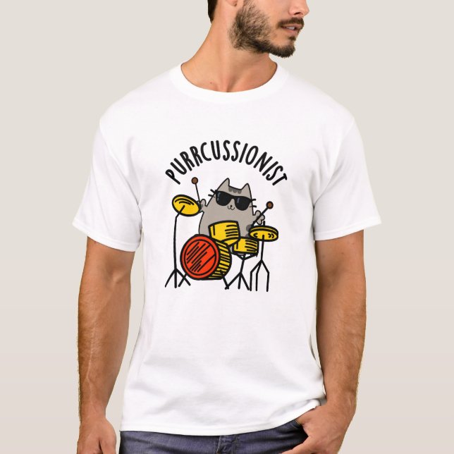 Camiseta Un gato divertido y aguanieves purr-cussionista (Anverso)