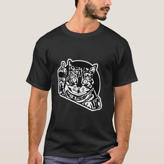Camiseta Un Gato Divertido Y Rudo Que Da El Dedo Medio (Anverso)