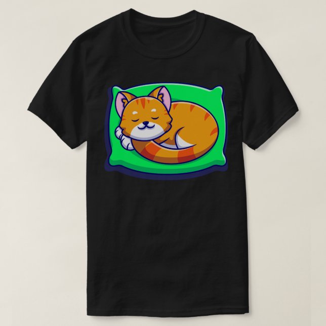 Camiseta Un Gato Dormente En El Personalizado De La Almohad (Diseño del anverso)