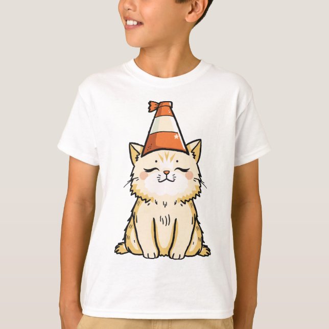 Camiseta Un gato ensueño con un Gorra de cono de tráfico (Anverso)