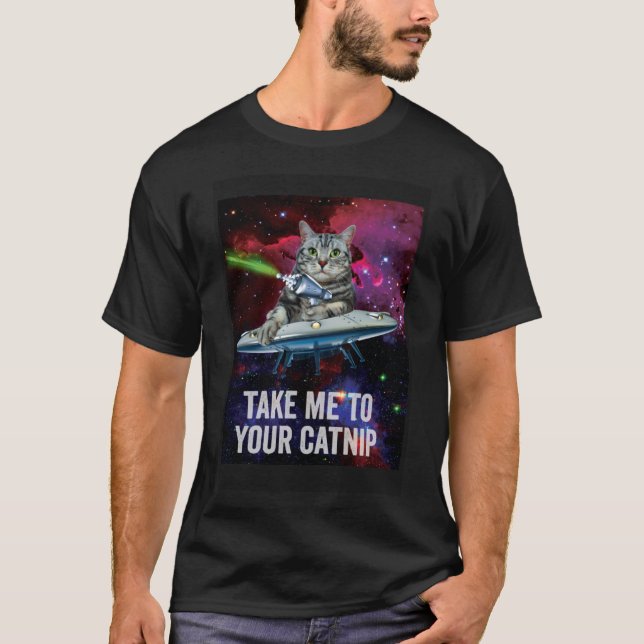 Camiseta Un gato espacial extranjero me lleva a tu comida (Anverso)
