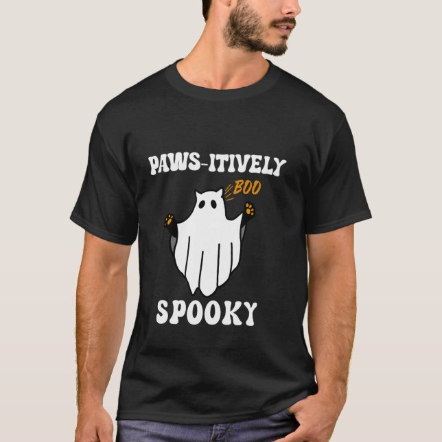 Camiseta Un gato fantasma de Halloween espeluznante (Anverso)