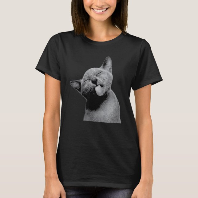 Camiseta Un Gato Gatito Aburrido Con Su Lengua En Tu Anim (Anverso)