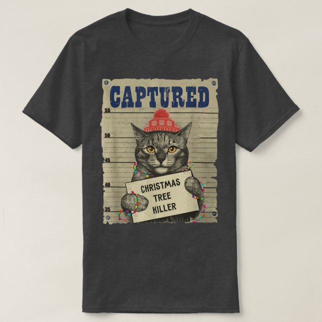Camiseta Un gato gatito divertido capturó al asesino del ár (Diseño del anverso)