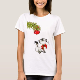 Camiseta Un Gato Gatito Gatito Jugador En Un Golpe De Navid
