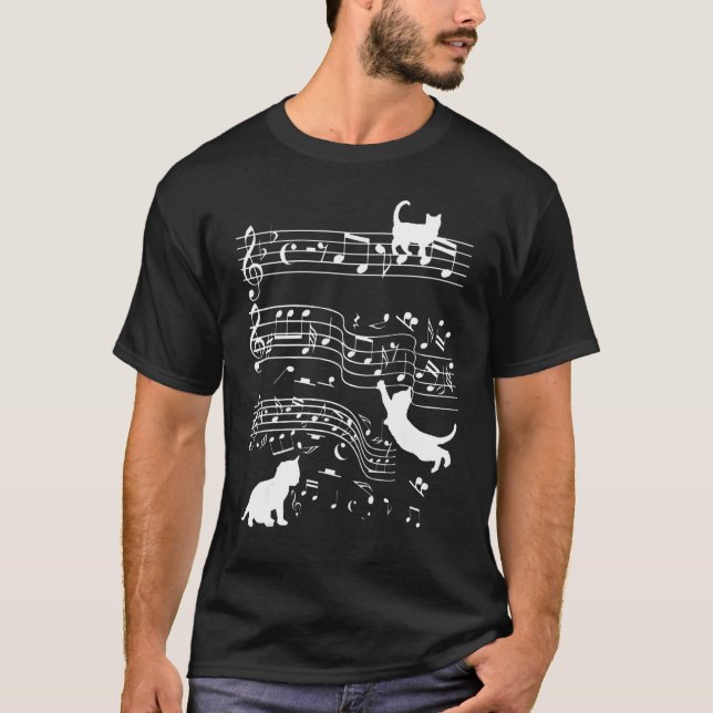 Camiseta Un Gato Gato Gato Gatito Jugando Música Clef Músic (Anverso)