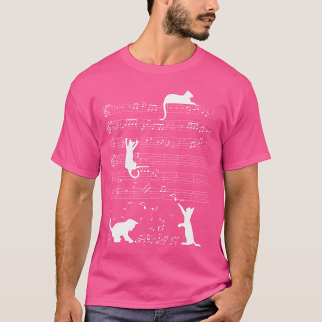 Camiseta Un Gato Gato Gato Gatito Jugando Música Clef Músic (Anverso)