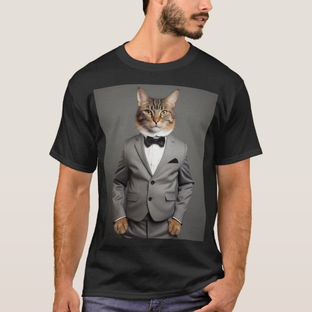 Camiseta Un gato gracioso con traje (Anverso)