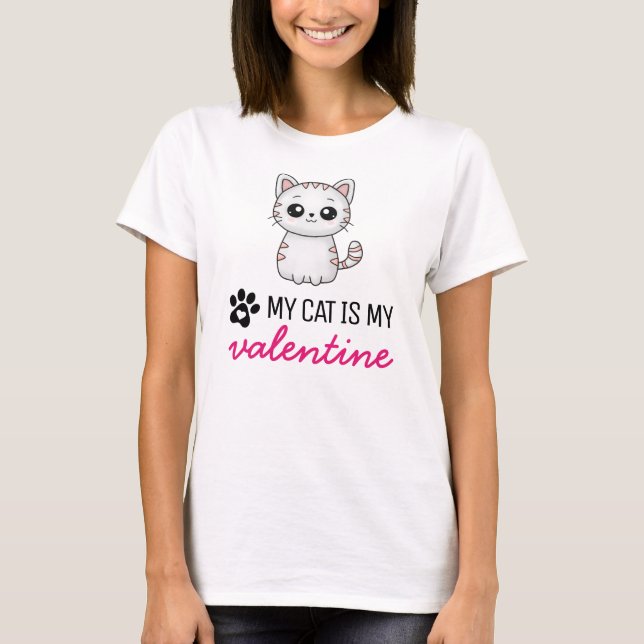 Camiseta Un gato gracioso día de San Valentín es mi San Val (Anverso)