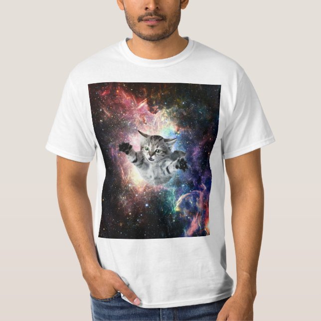 Camiseta Un gato gracioso en el espacio (Anverso)