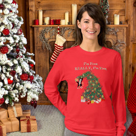 Camiseta Un gato gracioso en un árbol de Navidad