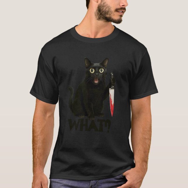 Camiseta Un Gato Gracioso Qué Gato Gráfico Asesino Con Knif (Anverso)