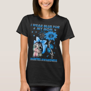 Camiseta Un Gato Gracioso Que Llevo Azul Para Mi Mamá Diabe