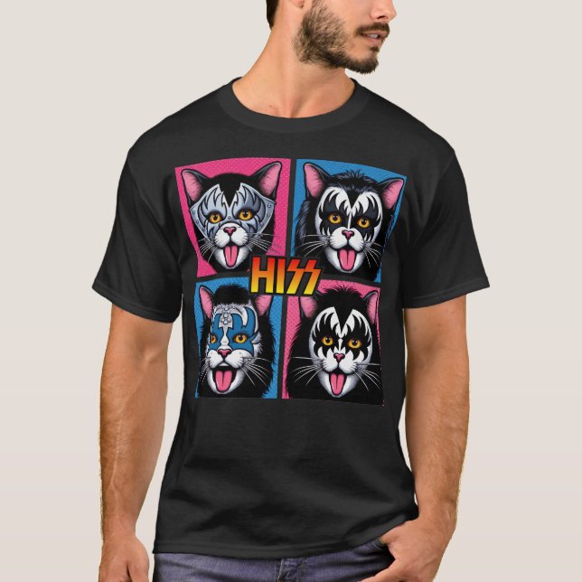 Camiseta Un gato gracioso sacude el rock y el rollo para un (Anverso)