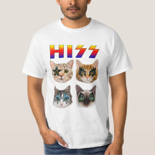 Camiseta Un gato gracioso sacude la roca y el rollo para el