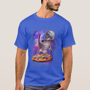 Camiseta Un Gato Gracioso Volando Un Astronauta De Pizza En