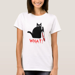 Camiseta Un gato gracioso y asesino sostiene a Knife Black