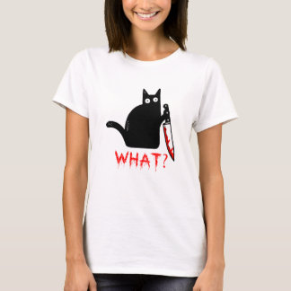Camiseta Un gato gracioso y asesino sostiene a Knife Black