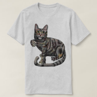 Camiseta Un Gato Gris Con "¡Me encantan los gatos!"