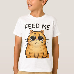 Camiseta Un gato hambriento que mira el arte de la comida
