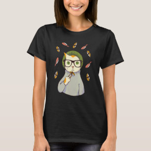 Camiseta Un gato hipster gracioso sushi japonés critica a l