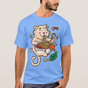 Camiseta Un gato kawaii gracioso come mariscos de Ramen jap