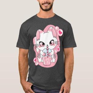 Camiseta Un gato kawaii lindo Boba Tea Bubble Tea Anime jap