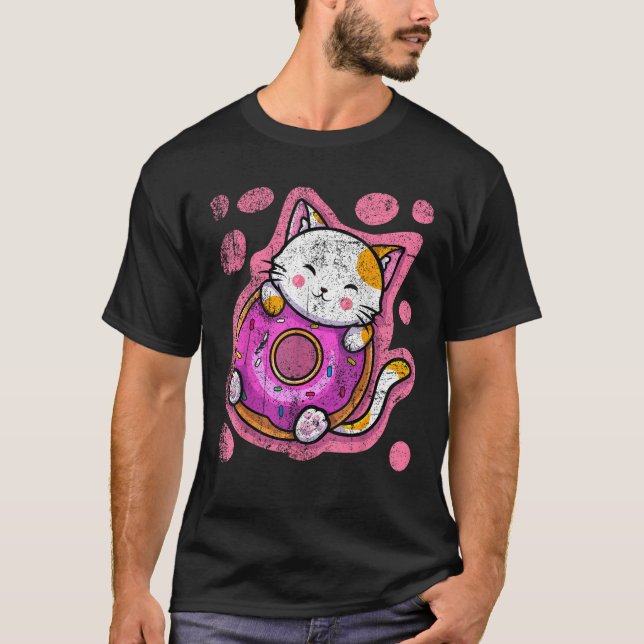 Camiseta Un gato kawaii se burla de mujeres animales japone (Anverso)