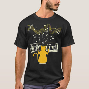 Camiseta Un gato kitsch que juega un instrumento de piano c