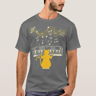 Camiseta Un gato kitsch que juega un instrumento de piano c