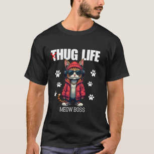 Camiseta Un gato lindo abrazo vida mimo jefe Thug Gangster 