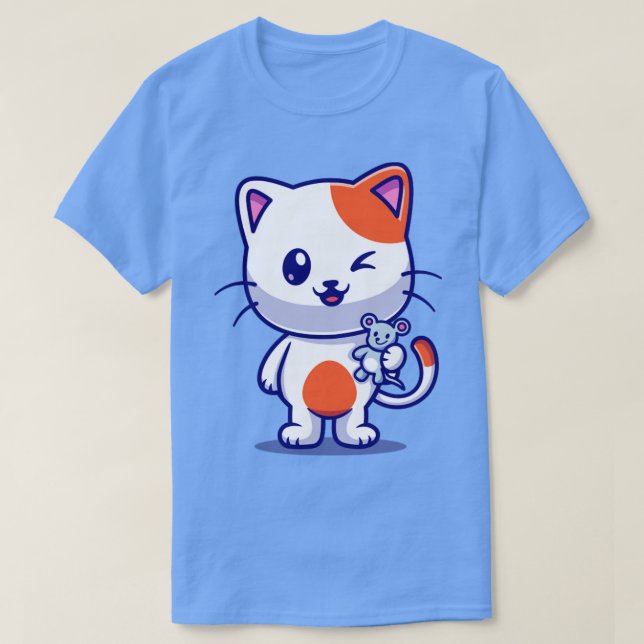 Camiseta Un gato lindo atrapa al Personalizado del ratón be (Diseño del anverso)